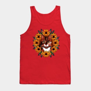 Calico Cat With Black-eyed susan Maryland State Tattoo Art Tank Top